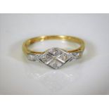 An 18ct gold art deco period ring with diamonds se
