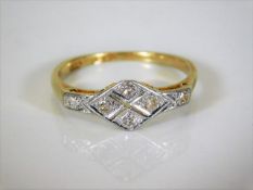 An 18ct gold art deco period ring with diamonds se