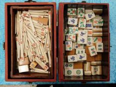 A vintage boxed Mahjong set