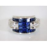 An art deco style 18ct white gold sapphire & diamo