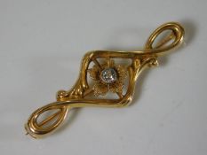 A 15ct gold Victorian brooch set with diamond 2.2g
