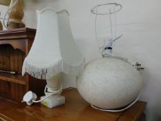 Two modern lamps & a brass rise & fall lamp