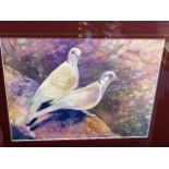 A Robin Armstrong watercolour of collared doves
