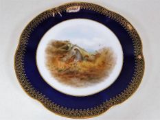 A hand painted S. Johnson Worcester plate