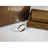 An 18ct white gold & diamond Gucci ring with box &