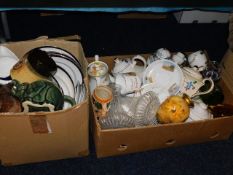 Two boxes of household china & glass