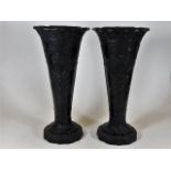 A pair of Wedgwood basalt vase, small repair to on