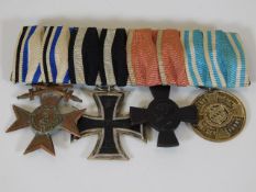 A German WW1 four place medal group including iron cross & Bavaria merit award