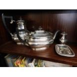 A silver plated teapot & coffee pot twinned with t