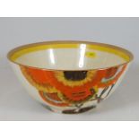 A Clarice Cliff Rhodanite pattern bowl 8in
