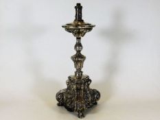 A 17thC. Spanish silver candlestick later converte