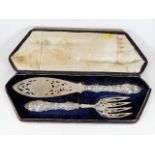 A substantial cased silver fish knife & fork set w