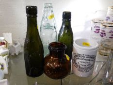 Four vintage bottles & a marmalade pot