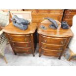 A good quality solid wood modern pair of bedside c