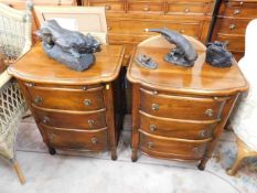 A good quality solid wood modern pair of bedside c