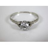 An 18ct gold & platinum ring set with 0.75ct diamo