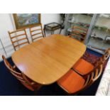A G-Plan extending dining table set with six 1960'