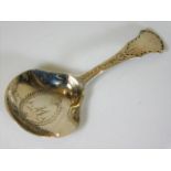 A silver caddy spoon, inscribed to bowl