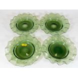 A set of four 19thC. green sweet dishes with crimp