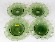 A set of four 19thC. green sweet dishes with crimp