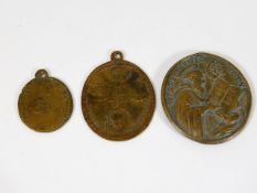 Three brass continental medals dating from 16th to