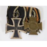 A German WW1 two place medal group including iron