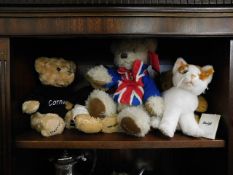 A Steiff cat & four other stuffed toys