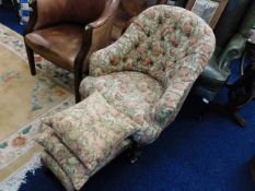 A Victorian style nursing chair with two matching