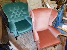 A Parker Knoll chair & one other wing back armchai