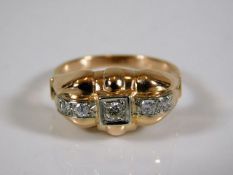 A French art deco period 18ct gold & diamond ring