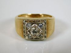 A 14ct gold & diamond approx. 0.53ct signet ring 7