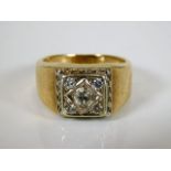 A 14ct gold & diamond approx. 0.53ct signet ring 7