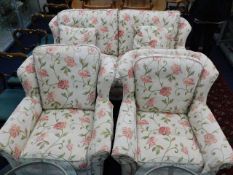 A country farmhouse style upholstered three piece
