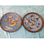 Two large Japanese cloisonne plates
