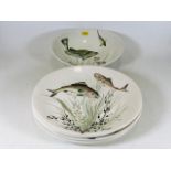 A Johnson bros. fish service with six plates, one