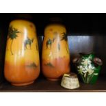 A 1920's pair of vases & two pieces of Torquay war