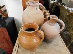 Three earthenware pots
