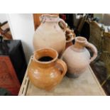 Three earthenware pots