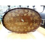 An inlaid oval Edwardian gallery tray 24.5in wide