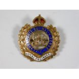 A 9ct gold Royal Engineers enamelled sweetheart br
