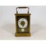 An antique brass French carriage clock with chime,