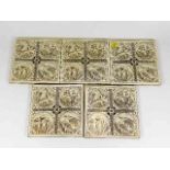 Five Minton & Hollins porcelain tiles 6in sq.