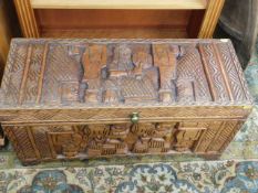 A modern ethnic style carved wooden box