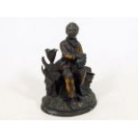 A late 19thC. bronze figurative Americana inkwell