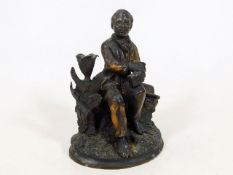 A late 19thC. bronze figurative Americana inkwell