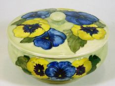 A Moorcroft pansy dish & cover with Potters to lat