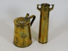 An art nouveau brass pot & cover twinned with 1919