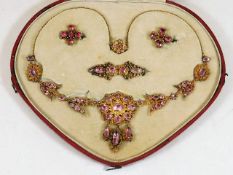 A c.1860 Anglo Indian necklace, brooch & earring s