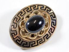 An antique yellow metal mourning brooch, electroni