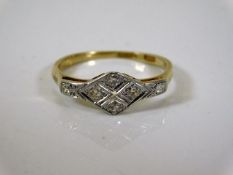 An art deco period 18ct gold ring set with diamond